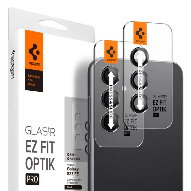 Spigen Optik.tr ez Fit Camera Protector Samsung Galaxy S23 FE Black [2 PACK]