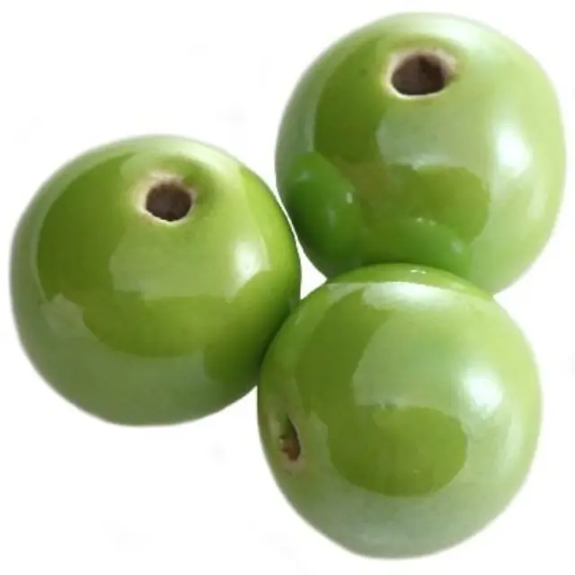 Χάντρα Round Porcelain Shining Green 16mm - 5τεμ