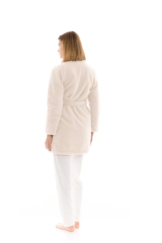 W1479 - White - ROBE FLEECE FLUFFY 2