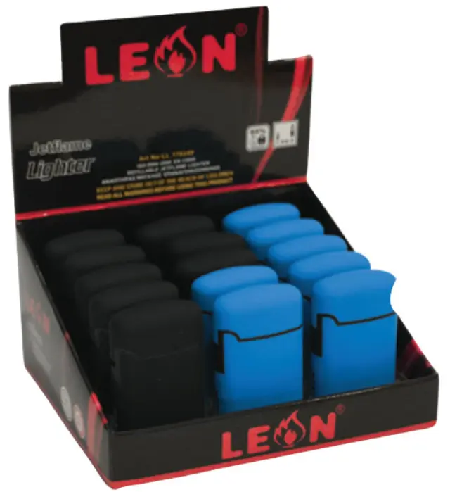 15x Leon Αναπτήρας Αντιανεμικός - Μεγάλος Cobble Fluo Blue & Black (170249) 2