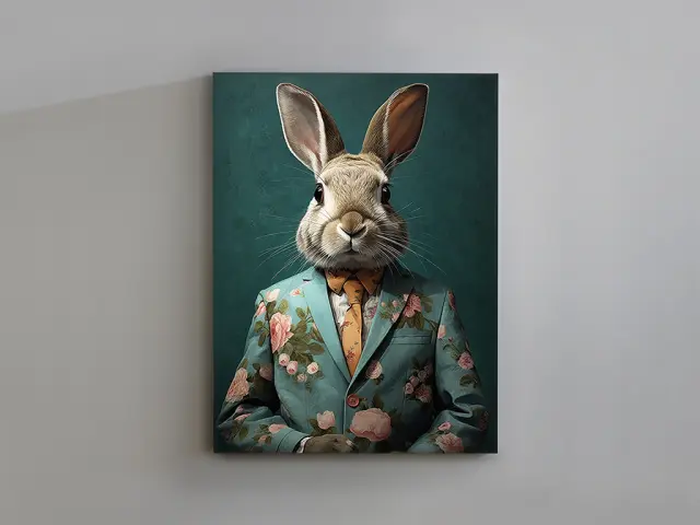 Mr Rabbit 679602 ακρυλικός πίνακας Γκρί Πολύχρωμο Πράσινο Ροζ 2