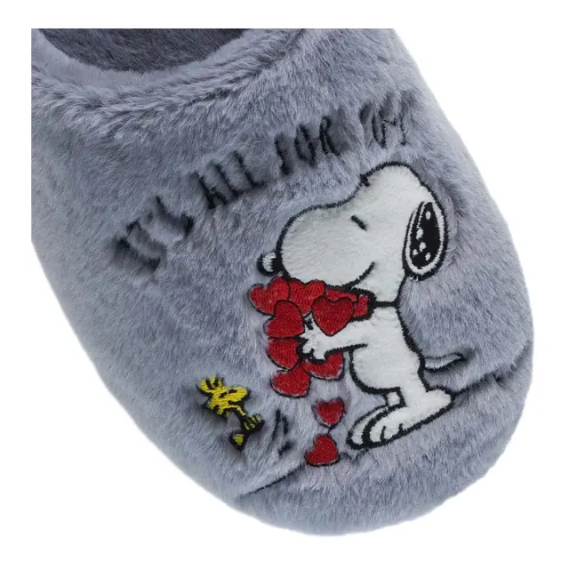 Parex Γυναικείες Παντόφλες Peanuts Snoopy, Χρώμα Γκρι 3
