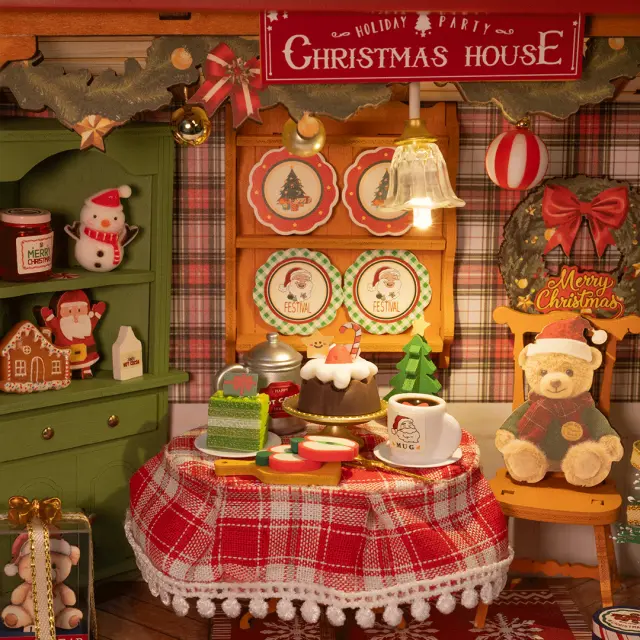 Robotime Rolife Christmas Eve Party 3D Ξύλινο Puzzle Χριστουγεννιάτικη Μινιατούρα με Φωτισμό DP005 3