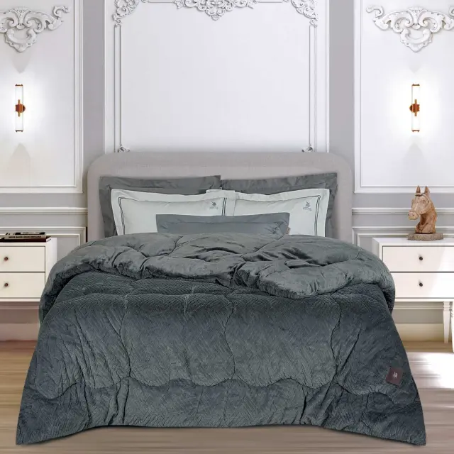 Κουβερτοπάπλωμα 240x250 King Size 770gsm Essential Greenwich Polo Club 3954 Grey 100% Πολυέστερ