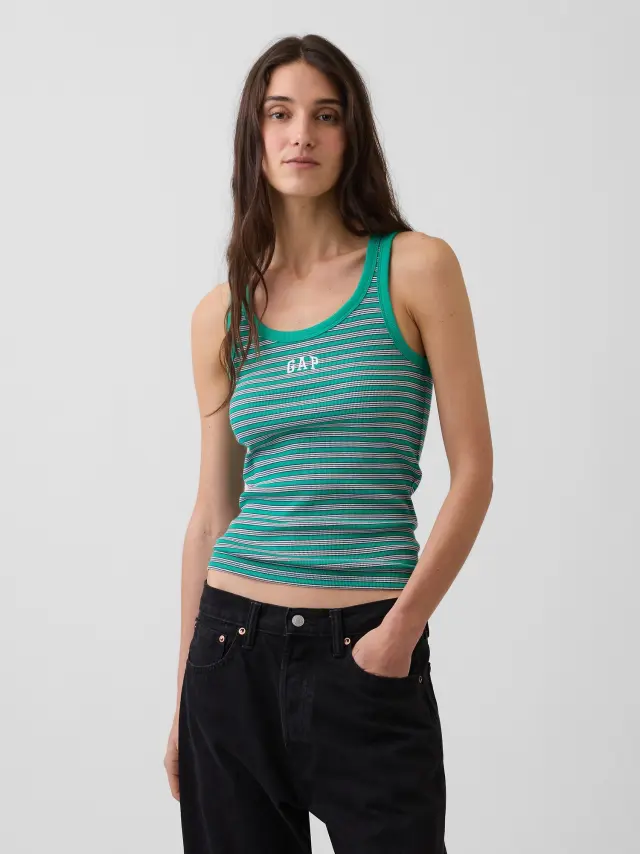 Γυναικεία Αμάνικη Μπλούζα με Λογότυπο Gap GREEN STRIPE