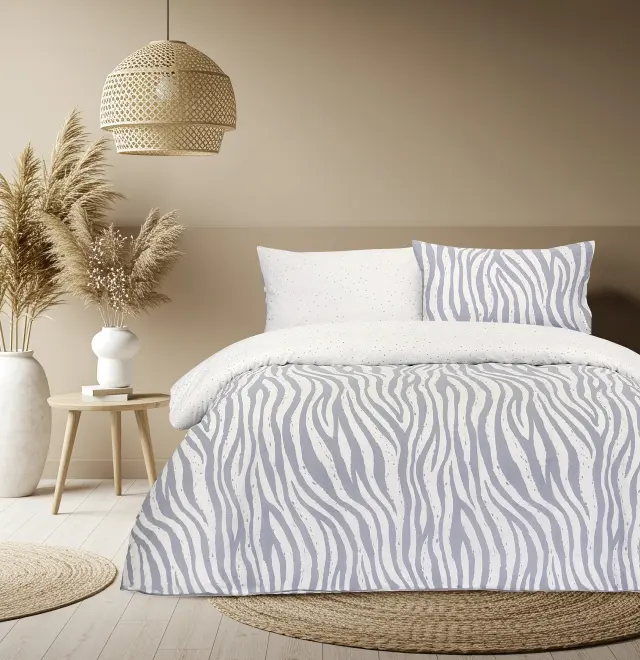 Σετ Σεντόνια 160x200+32 Υπέρδιπλα Kocoon Zenya Beige-Gray 100% βαμβακερόΜε Λάστιχο