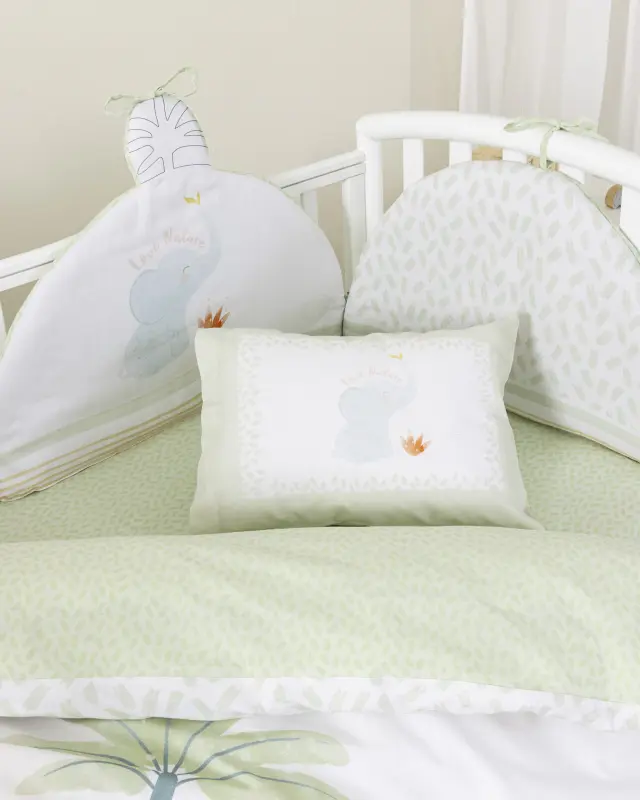 Σετ Σεντόνια Κούνιας 120x170 Nima Nature's Kiss White-Green 100% βαμβακερόΧωρίς Λάστιχο 2