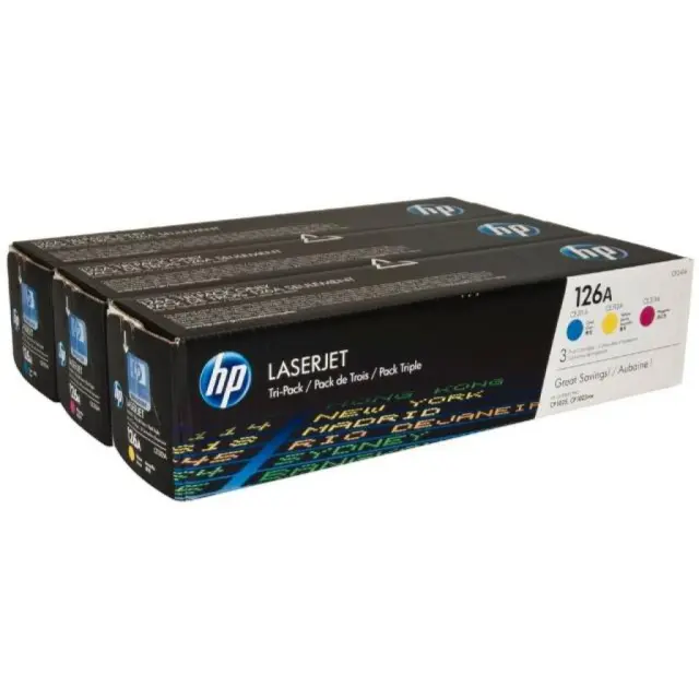 HP 126A Γνήσιο Multipack Toner Laser Εκτυπωτή Κίτρινο/Κυανό/Ματζέντα 3τμχ CF341A