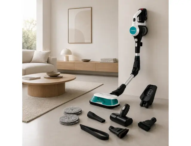 Επαναφορτιζόμενη 2 σε 1 Ηλεκτρική Σκούπα Bosch Unlimited 7 ProHygienic Aqua BCS71HYG3 με ισχύ 18.0V και χωρητικότητα κάδου 0.3 L BCS71HYG3