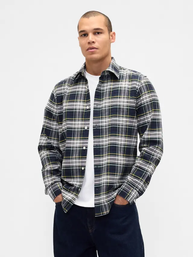 Ανδρικό Πουκάμισο Oxford BLUE GREEN PLAID