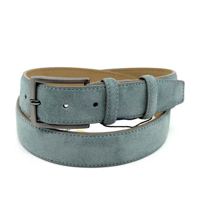 Μπλε Δερμάτινη Ζώνη Nubuck Suede Blue Oil 3,5 cm 2