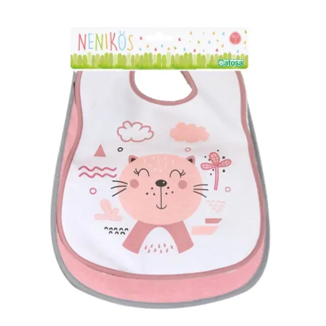 Σετ Σαλιάρες 2τμχ Kitten & Beach Ροζ
