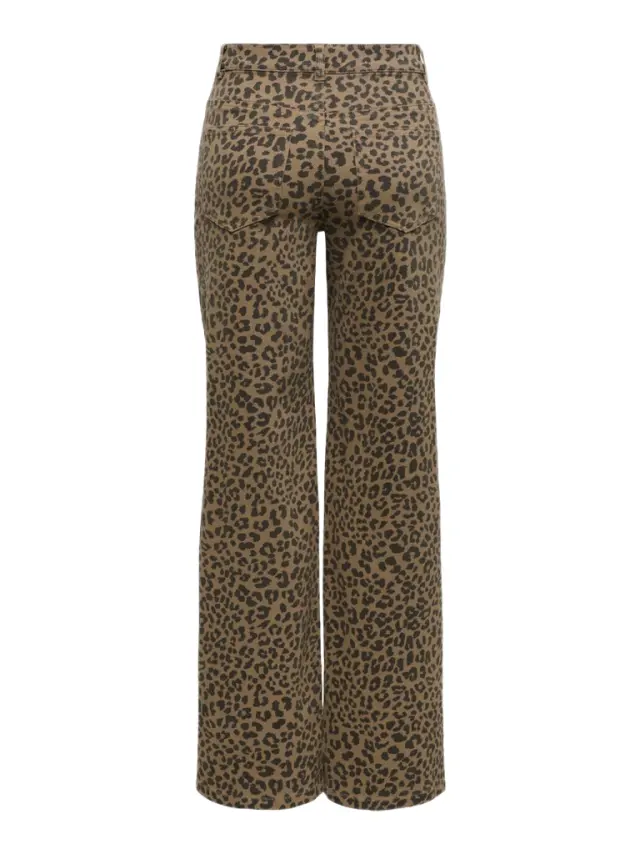Only Onlmadison Ψηλόμεσο Παντελόνι σε Φαρδιά Γραμμή με Animal Print Leopard - L 2