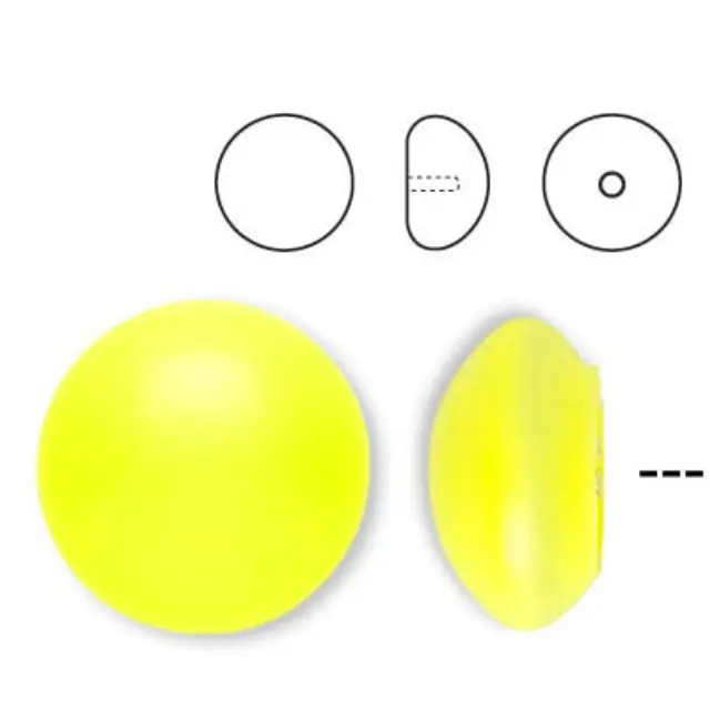 Swarovski 5817 Καμπουσόν Half Drilled Neon Yellow Pearl Ø6mm - 5τεμ