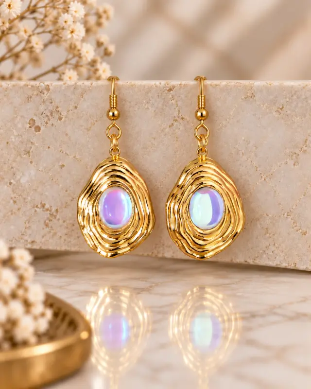 Handmade Moonstone Stainless Steel Earrings