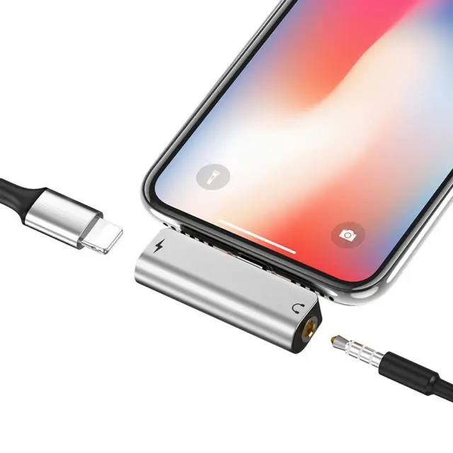 Αντάπτορας Hoco LS25 από Lightning σε 3.5mm και Lightning 2.0A Ασημί για Φόρτιση και Ήχο 3