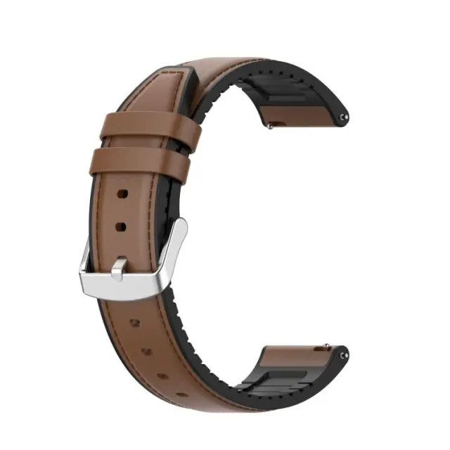 Δερμάτινο Λουράκι Με Εσωτερικό Σιλικόνης Leather Silicone Band για Samsung Galaxy Watch 41mm Fits All 20mm - Καφε ΟΕΜ