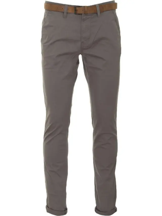 TOM TAILOR SLIM CHINO WITH BELT-ΠΑΝΤΕΛΟΝΙ ΑΝΔΡΙΚΟ GREY