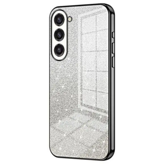 Θήκη Σιλικόνης Glittery για Samsung Galaxy S23+ Black Silver OEM