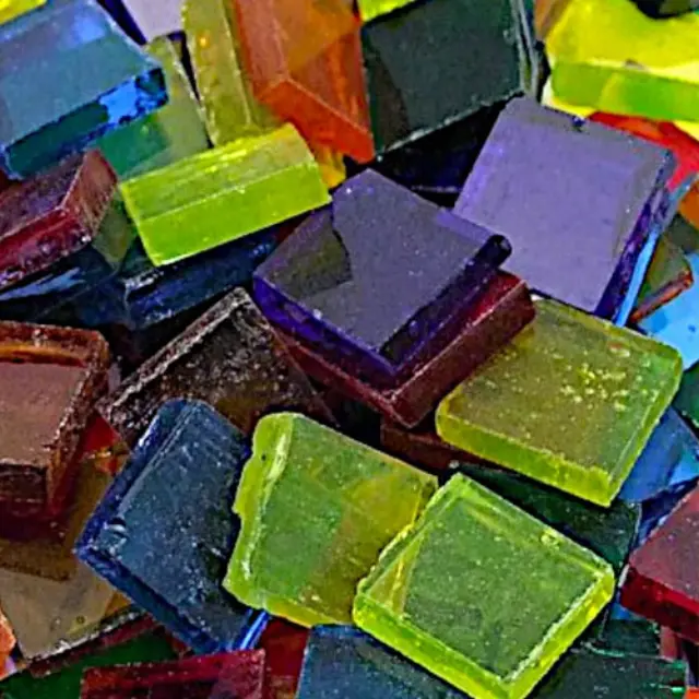 Γυάλινη Ψηφίδα Tiffany Glass 15x15mm - T189 Transparent Mix - 200gr