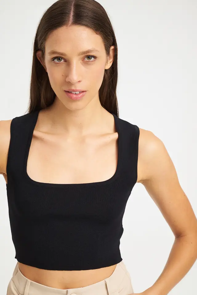 Πλεκτό Crop Top με Τετράγωνο Λαιμό LIMBO KNIT TOP - XS