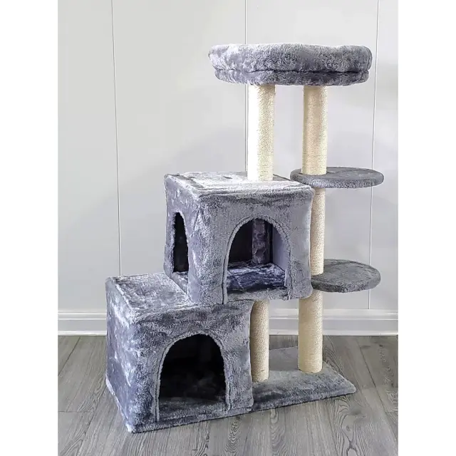 Ονυχοδρόμιο Γάτας 4 Επιπέδων Γκρι 60x30x94cm 2