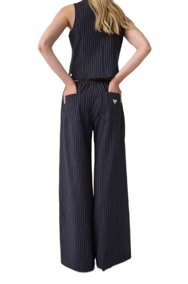 Guess γυναικεία ριγέ παντελόνα wide leg W6YB08W2829-1 - 29/32 2