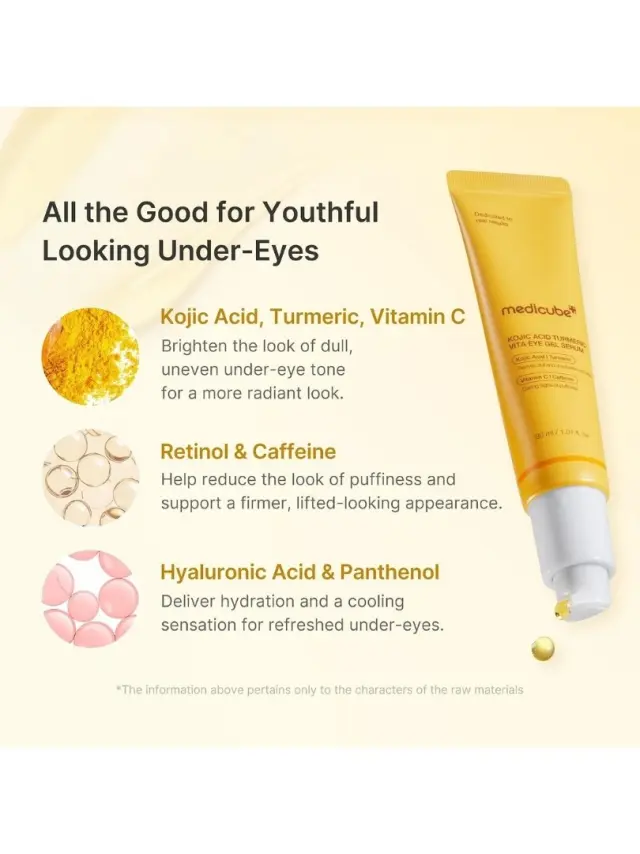Medicube Kojic Acid Turmeric Vita Eye Gel Serum 30ml - Ορός Ματιών με Κοτζικό Οξύ για Μαύρους Κύκλους & Πρήξιμο 3