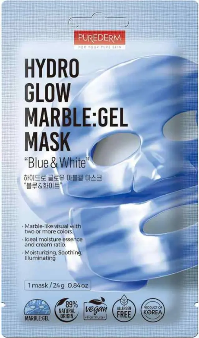 Purederm Hydro Glow Marble Gel Mask Μάσκα Προσώπου Για Ενυδάτωση & Λάμψη 24g