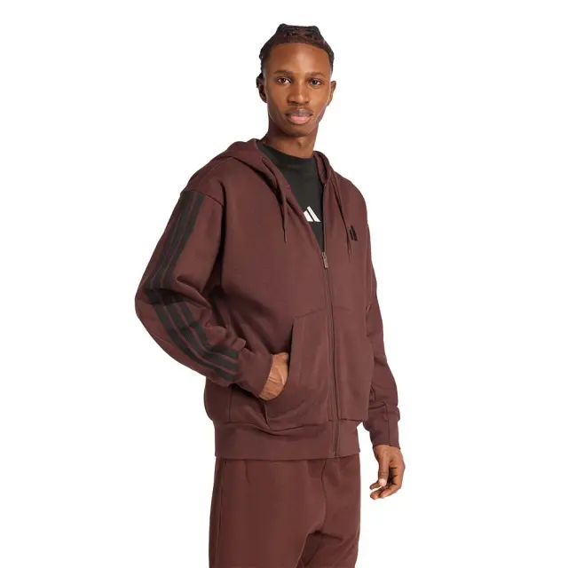 adidas Sportswear Men's 3Stripes Fleece Full-Zip Hoodie Μπορντό JX0697 (adidas Sportswear) 3