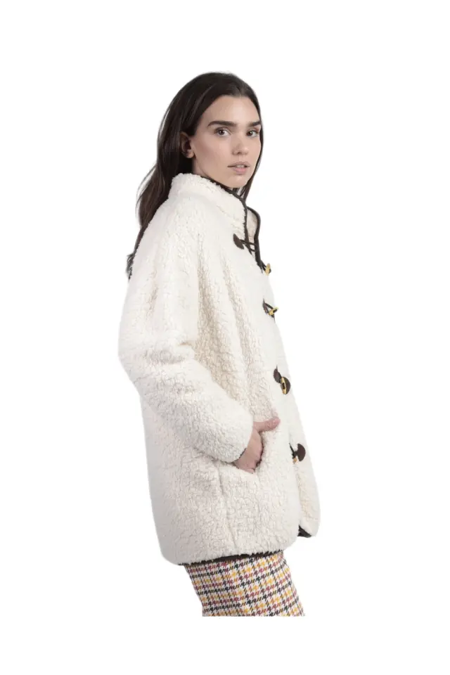 Admas γυναικεία μακριά ζακέτα teddy fleece τύπου μοντγκόμερι ADM-67278-226-1 2