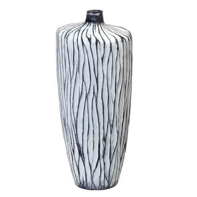 Βάζο λευκό/μαύρο κεραμικό 14x14x31cm Espiel TAS240