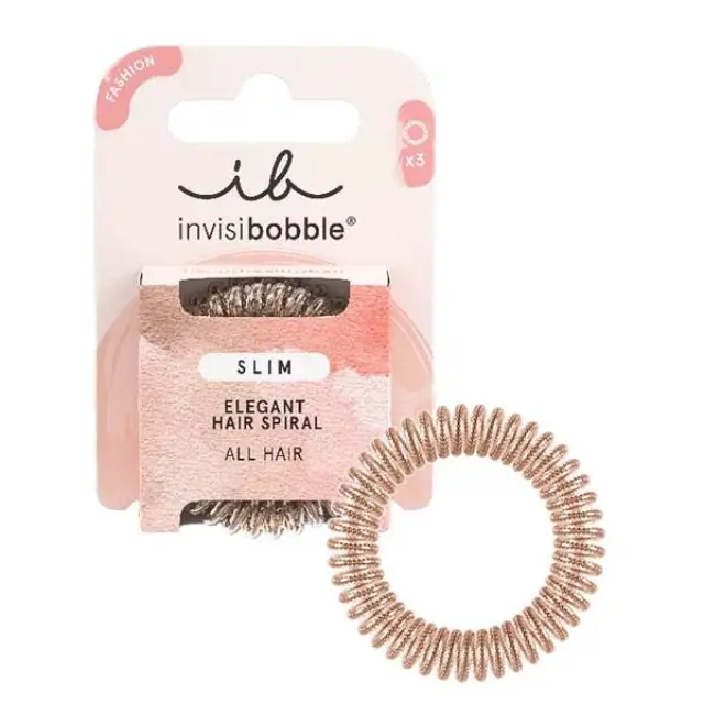 Invisibobble Slim Elegant Hair Spiral Of Bronze and Beads, 3 τμχ