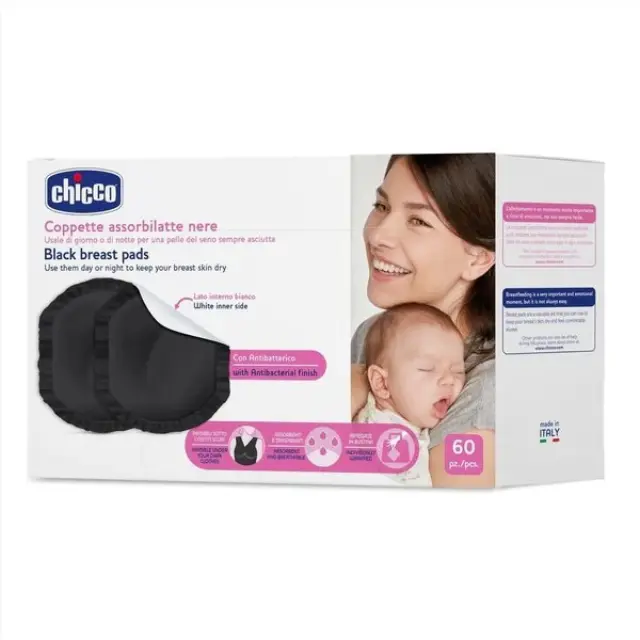 Chicco Επιθέματα Στήθους Αντιβακτηριακά 60τμχ (Μαύρα)