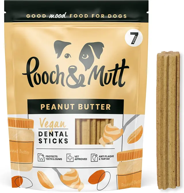 Pooch & Mutt Vegan Dental Sticks Peanut Butter 251gr (7τμχ)