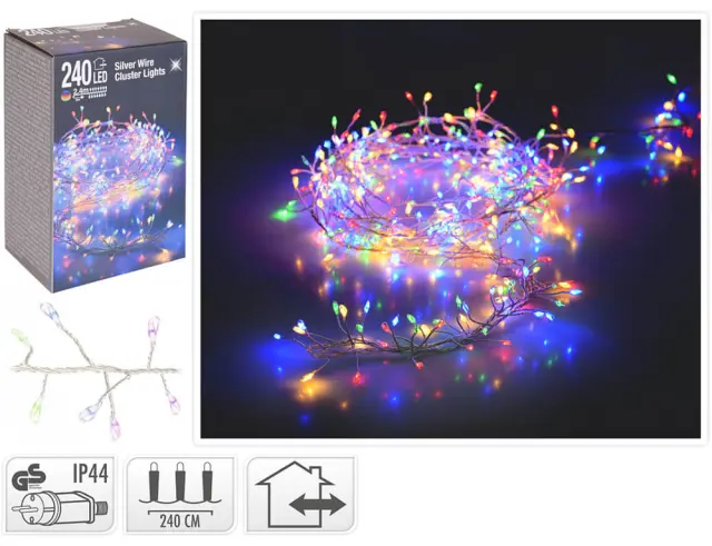 Deco 240 Φωτάκια MicroLED - 2.4 Μέτρα + 5 Μέτρα σύνδεσης , Πυκνή Διάταξη, Ασημί συρμάτινο καλώδιο - Πολύχρωμο AX8717420 2