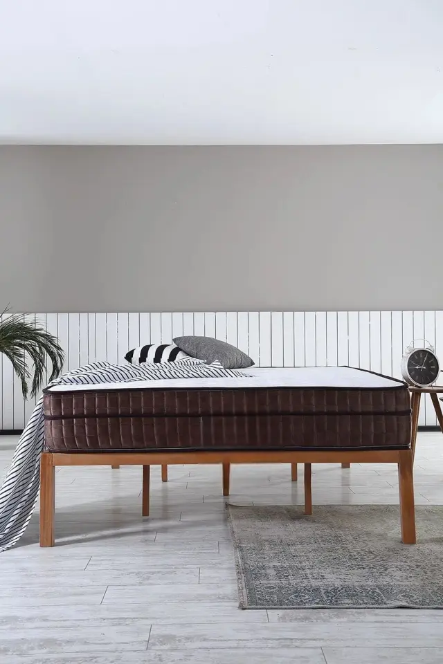 Stewehome Ορθοπεδικό Στρώμα Bamboo Ruyasi Σκληρό -Λευκό Καφέ 120x200x21 cm 2
