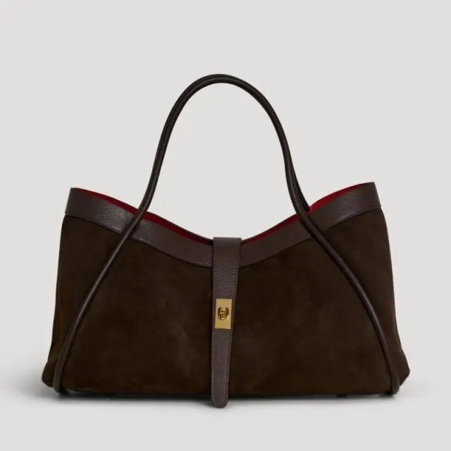 Τσάντα Borsa Mayfair in Camoscio e Pelle Togo Testa di moro MA-CM-TM Καφέ - ONESIZE