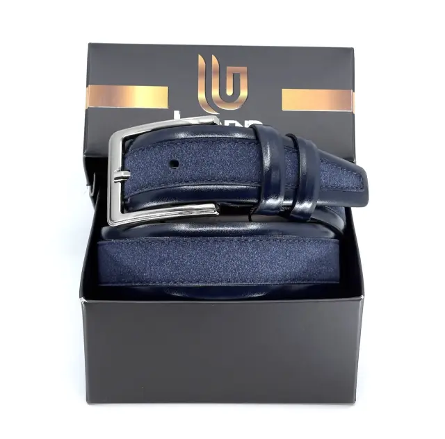 Μπλε Ζώνη P.U. Leather Τύπου Suede 3,5 cm - 110cm 2
