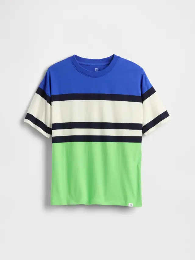 Παιδική Μπλούζα Original Χαλαρής Γραμμής Blue green stripe - L