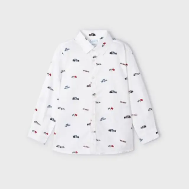 Mini 2 έως 10 ετών Πουκάμισο σταμπωτό Better Cotton λευκό - 8Ε