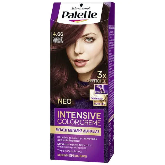 Schwarzkopf Palette Intensive Color Creme Semi-Set 50ml | Απόχρωση 4.66 Καστανό Έντονο Κόκκινο