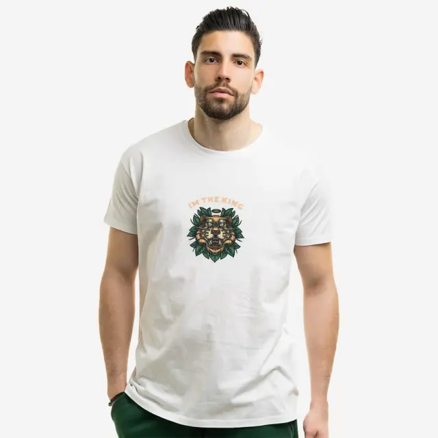 T-shirt Noshame® Λευκό με τύπωμα I'm the King - 122314 - XL