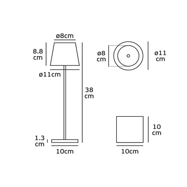 Nog-mos Φορητό επιτραπέζιο LED φωτιστικό ø11cm 2.2W 3000K IP54 μαύρο 3