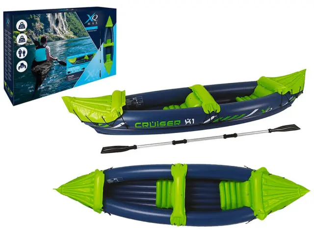 Σετ φουσκωτό κανό καγιάκ XQMAX Cruiser X1 2 θέσεων, με διπλό κουπί και σχοινί ασφαλείας, 325x81x53cm 8EY000030 2