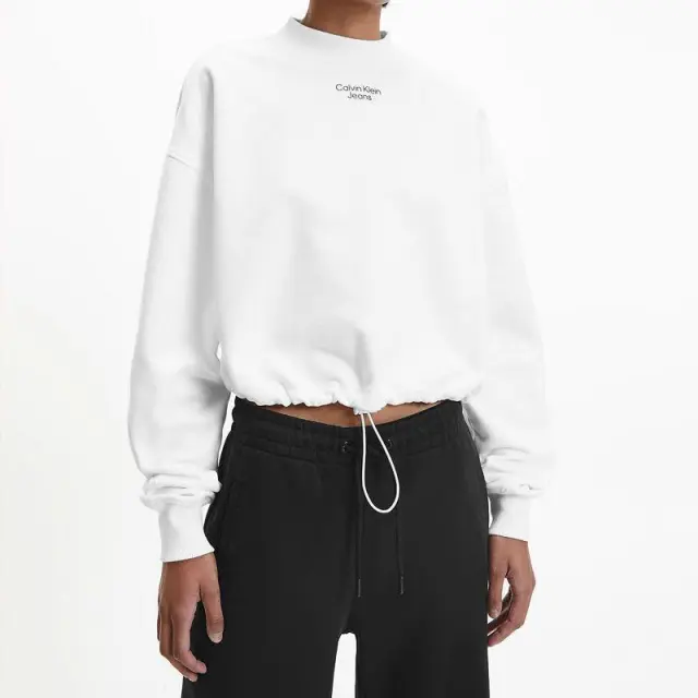 Calvin Klein - Γυναικείο Φούτερ Cropped Relaxed Fit J20J218174-YAF Λευκό - 2XL