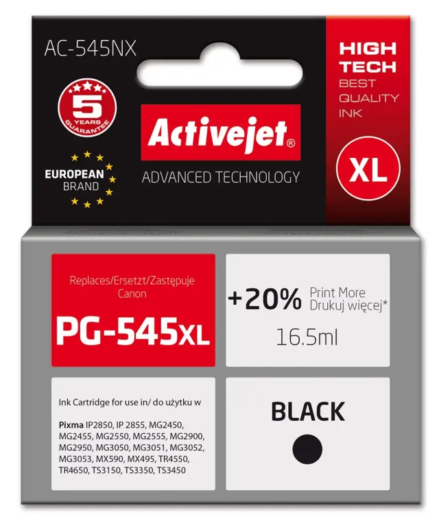 Activejet AC-545NX Ink (replacement for Canon PG-545XL Supreme 16.5ml Black)