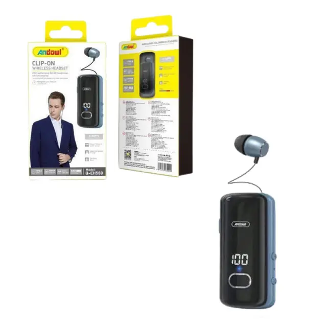 Andowl Ακουστικό In-ear Bluetooth Handsfree Q-EH580 - Clip-On Wireless Headset 269029