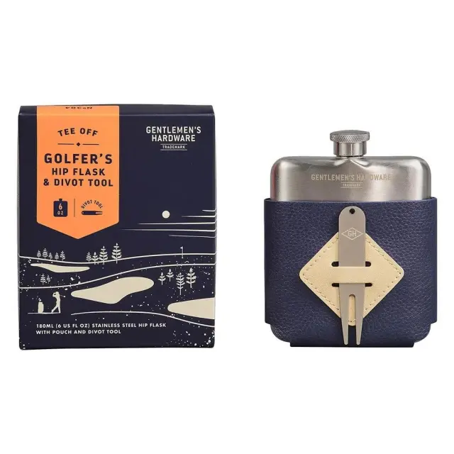 Gentlemen's Hardware® Golfer's Hip Flask & Divot Tool Set