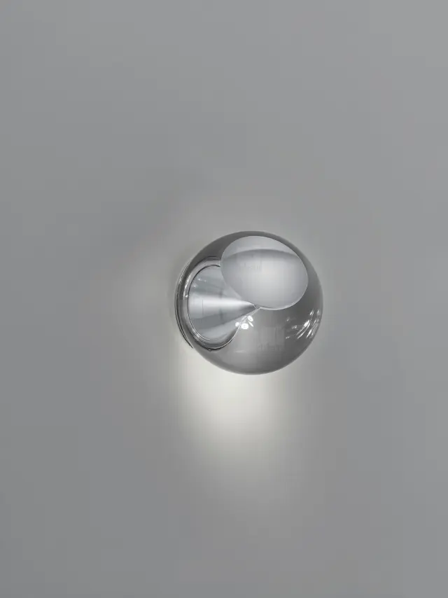 PINO Φωτιστικό Τοίχου & Οροφής LED Glossy White με Γκρι Γυαλί IP20 Άσπρο 2